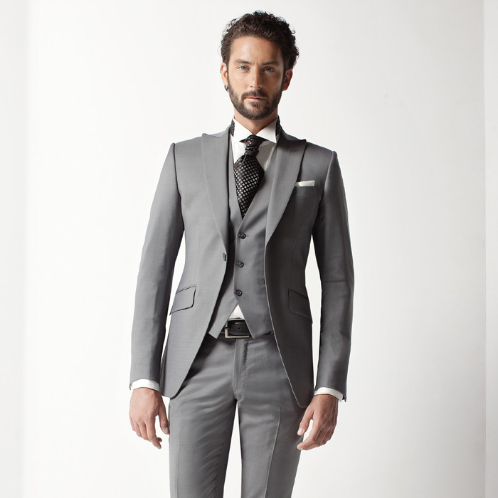 Costume de mariage 5 pièces coordonnées gris clair pour homme, Nice