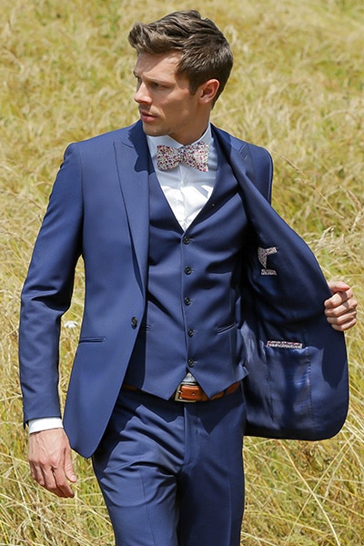 Costume 3 pièces bleu sur mesure Jean de Sey
